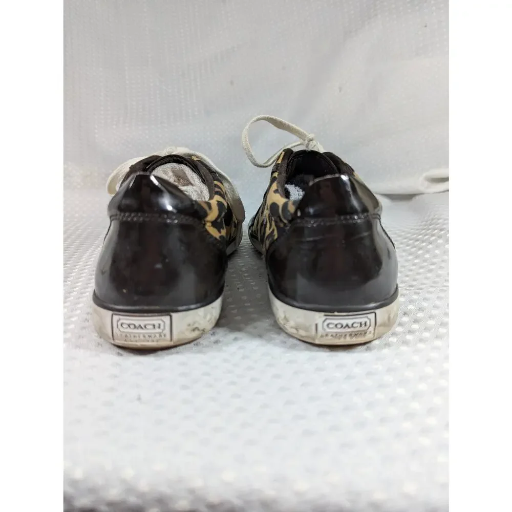 Coach Leopard Print Canvas Sneakers with White Laces